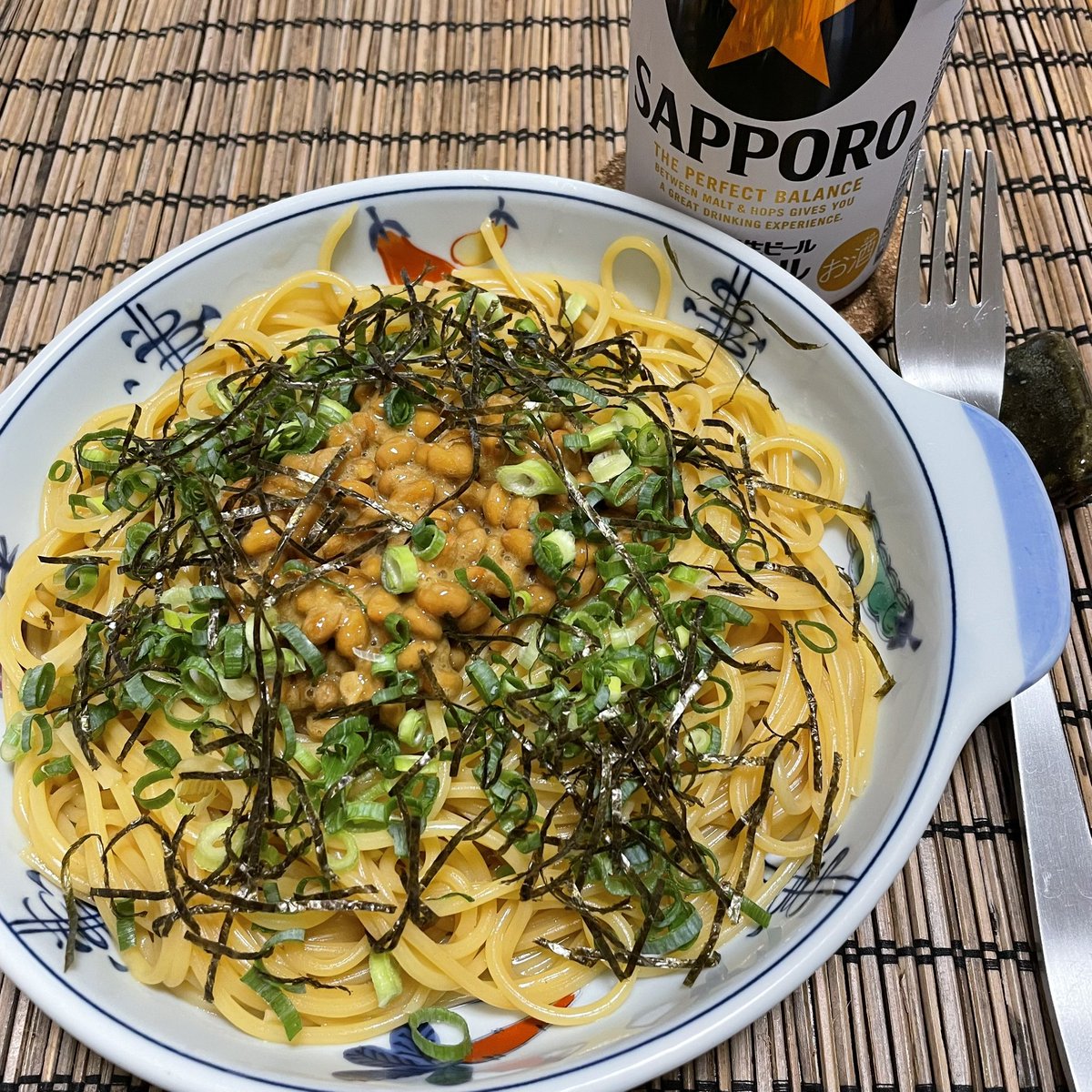 #3good 9/6 お天気回復の土曜日

🎗朝から英語やる以外はだらだら〜

🎗️お昼は納豆パスタにしました🍝

🎗️19時から散髪（5ヶ月行ってなかった💦）、その足でいつもの中華屋さん🍺　新メニューの炸鱼条！