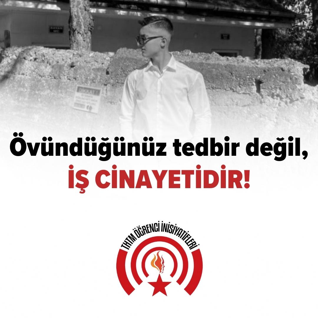 thtm_ogrenci's tweet photo. 17 yaşındaki MESEM öğrencisi Yağız Yıldız, dün iş yerinde geçirdiği kaza sonucu hayatını kaybetti.

Daha dün, Milli Eğitim Bakanı Yusuf Tekin, utanmadan aldıkları tedbirler sayesinde mesleki ve teknik eğitimde ciddi bir gelişim olduğunu söylüyor, MESEM'leri övüyordu.

Bu tedbirler, binlerce liseli arkadaşımızın canları pahasına fabrikalarda, atölyelerde çalışmak zorunda bırakılması mıdır? Bu tedbirler, eğitimin, şirketlerin kârına uygun olarak düzenlenmesi için 12 yıllık eğitimin süresinin kısaltılmasını gündeme getirilmesi midir?

Yaşayabilmek için çalışmak zorunda bırakılan bu uğurda iş yerlerinde hayatını kaybeden tüm arkadaşlarımızın hesabını soracağız!