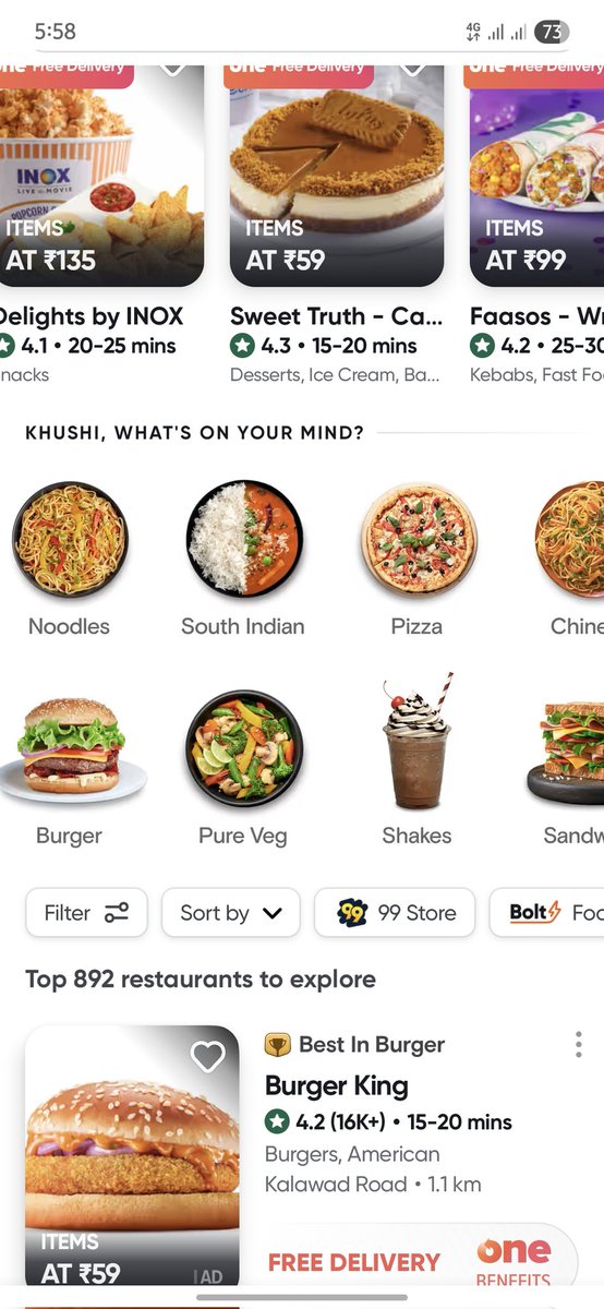 morevasabi's tweet photo. @Swiggy just one question which south indian food have rajma chaval ?? Fix the bug i am searching for north indian food and I can't find it. https://t.co/b9AKPgNlY7