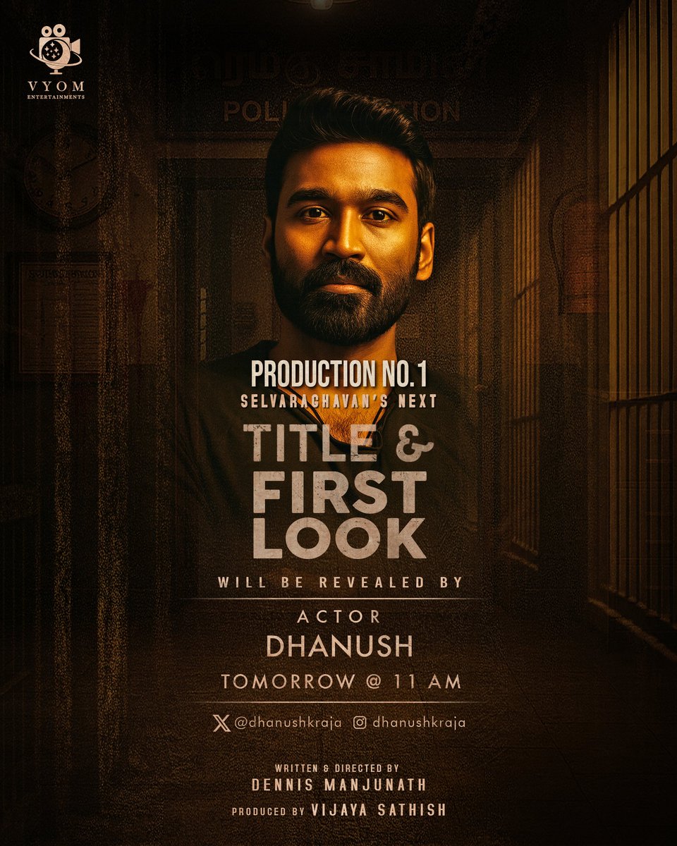 VyomEntOfficial's tweet image. Unveiling #VyomEntertainments&apos; #ProductionNo1, Tomorrow 11 AM, with a special reveal by our beloved @dhanushkraja ✨

@selvaraghavan&apos;s NEXT ⚡