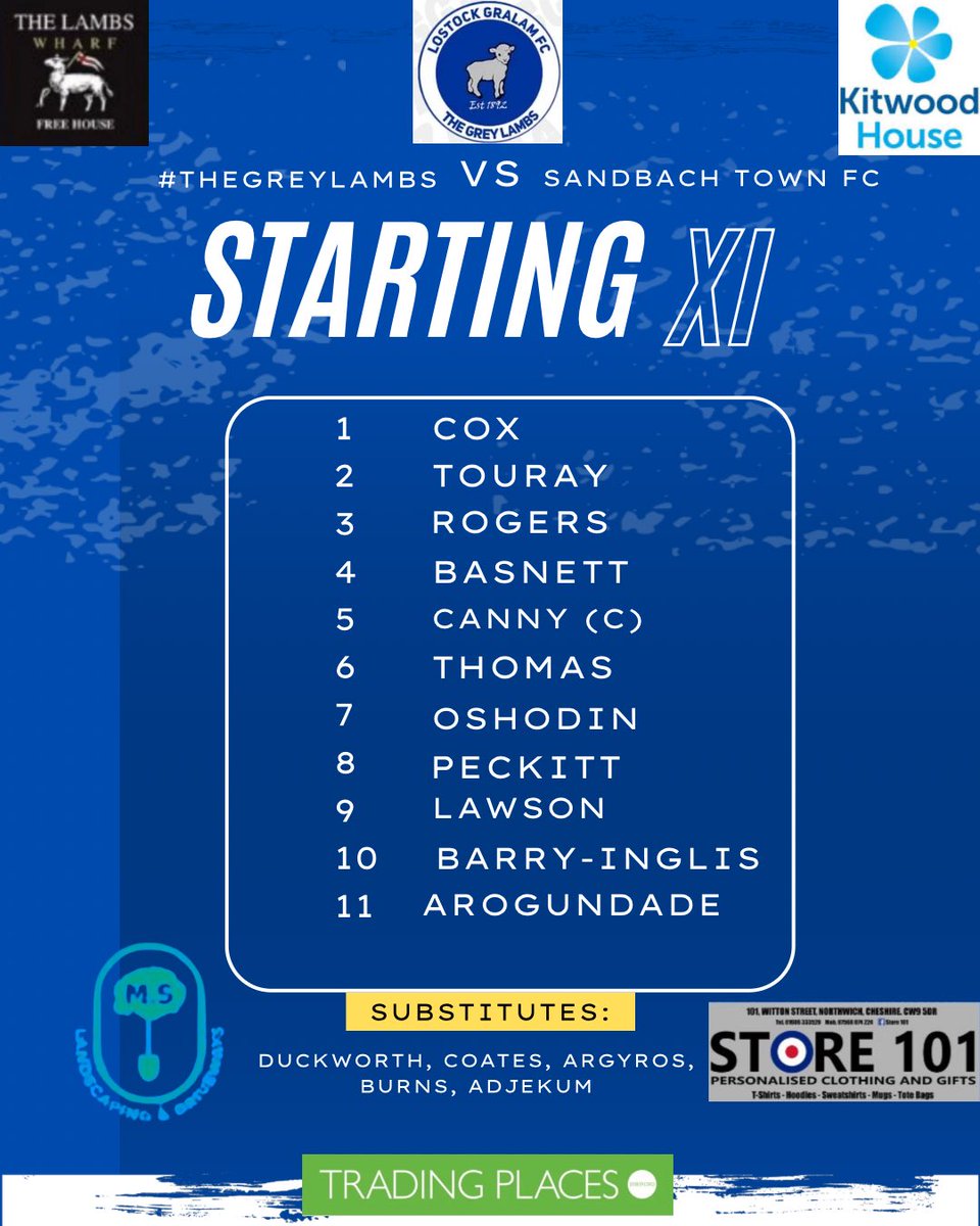 Starting XI for #TheGreyLambs 🐑🐑🐑

Captain Canny leads the side out today in the absence of Lewis Murray, with a couple of faces returning from injuries. 

Up the Grey Lambs Baaaaa