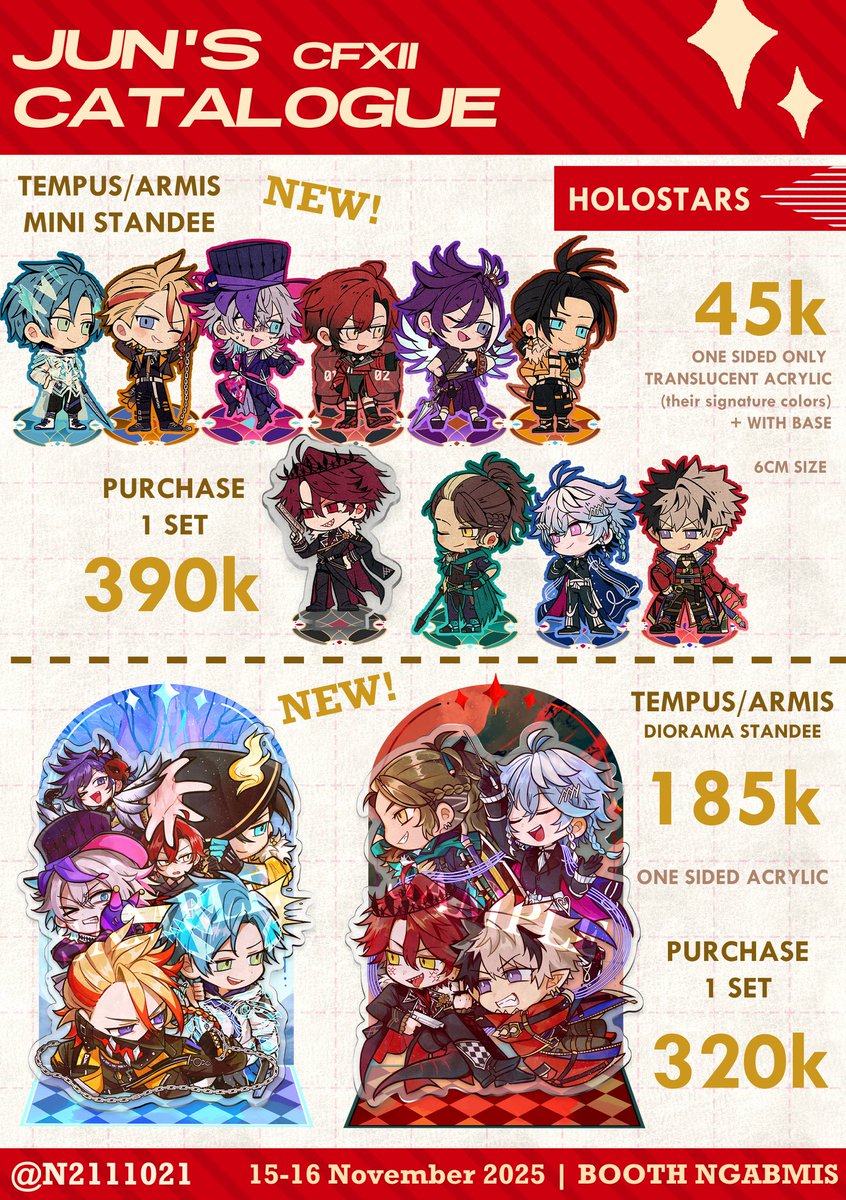 [RT + 💖 Appreciated]

JVN #CF21 Batch 1 is Open! (1/3)

🗓️ 06-15 September 2025
💌 Pickup &amp; mail order available!
📍 Booth NGABMIS (tba)
🌎 Intl (US shipping ❌) &amp; GO OK! (Contact via email)

✨ Form link below!

⭐ HOLOSTARS EN (Jurard Main), Devil May Cry (DMC) #cf21catalogue