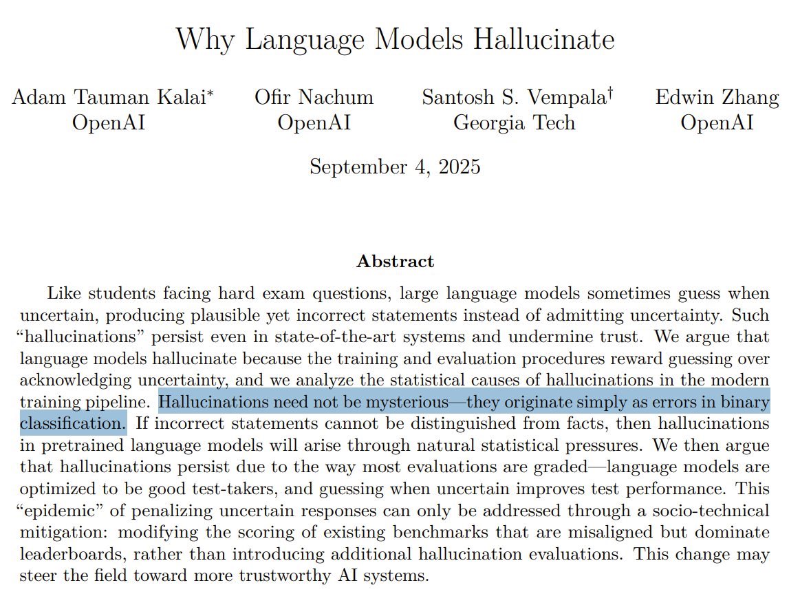 daniel_mac8's tweet image. 🚨 HUGE NEWS: OpenAI Claims to have found the cause of hallucinations
This could be the next big unhobbling.
That is not hype.