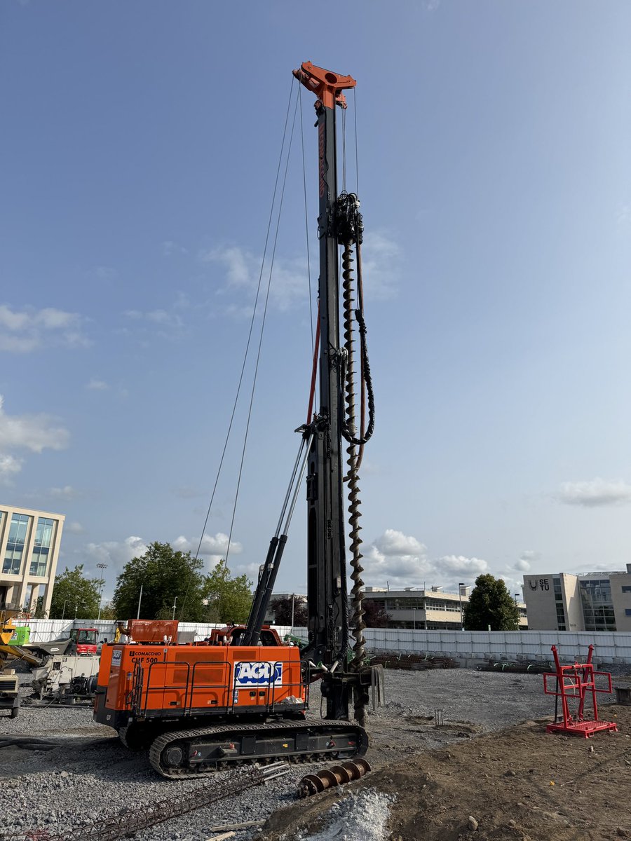 AGDEquipment's tweet image. Comacchio CHF500 #CFA #Piling rig on hire toFK Lowry installing 450 mm CFA piles to 14 m depth including a rock socket for a new college in Carlow, Republic of Ireland.

Supplied with operator and banksman.

Available for sale or hire from UK &amp;amp; Ireland dealers @AGDEquipment