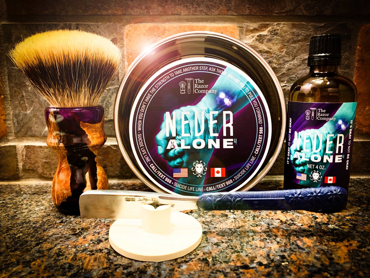 SOTD Azuma Kamisori 17mm
Ariana&amp;Evans/The Razor Co. - Never Alone 4
HC&amp;C Stainless Steel Shave Bowl 
Sawdust Creation Studios 26mm Fanchurian 
Suicide Prevention Lifeline Call/Text 988 USA 1-833-456-4566 Canada
@ariana.evans.thebrand 
@therazorcompany 
@hendrixclassics