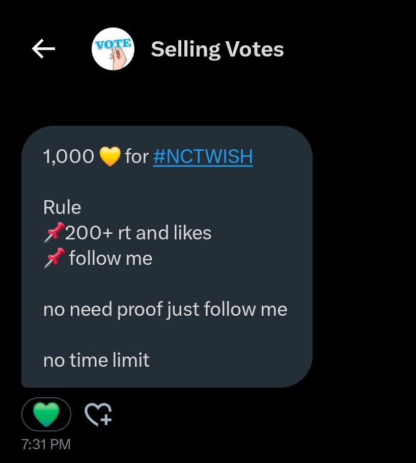 RT DEALS  for #NCTWISH 

1,000💛 

Rules: 
📌200+ rt and likes 
📌 follow <a href="/VotesSelling/">Selling Votes</a> 

NO NEED PROOF‼️
JUST RT, LIKE, &amp; FOLLOW <a href="/VotesSelling/">Selling Votes</a>

no time limit‼️‼️‼️