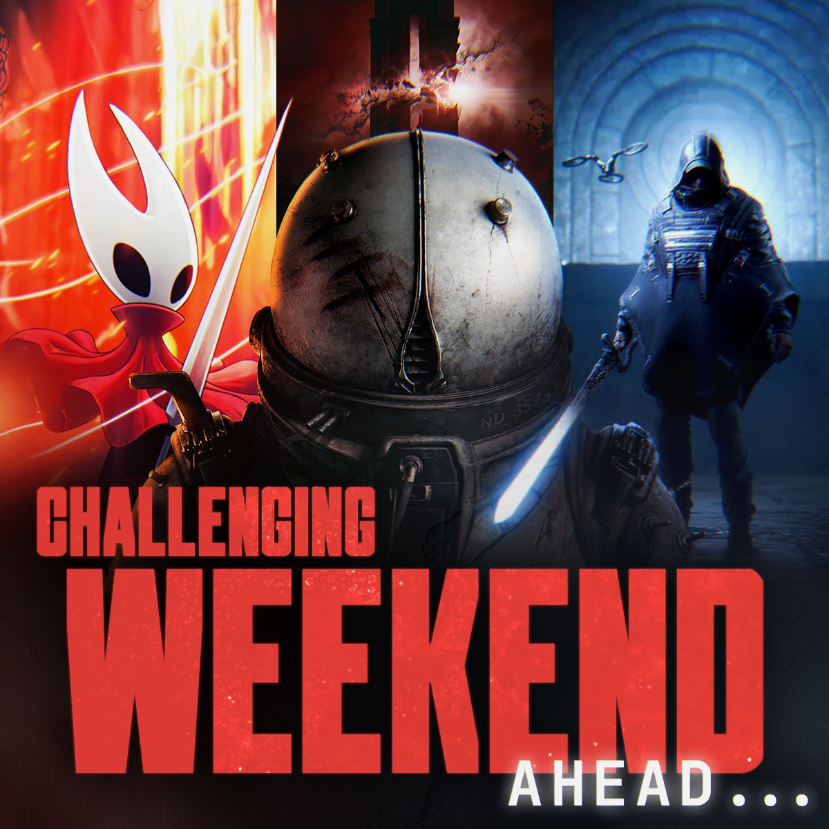 The first week of September arrived with a lineup of challenging games that we’re honored to be part of, together with #Silksong  by <a href="/TeamCherryGames/">Team Cherry</a>  and <a href="/HellisUsGame/">Hell is Us</a>  by @TheRogueFactor!  
 
Pick your poison for this weekend, put your skills to the test and don’t you dare go…