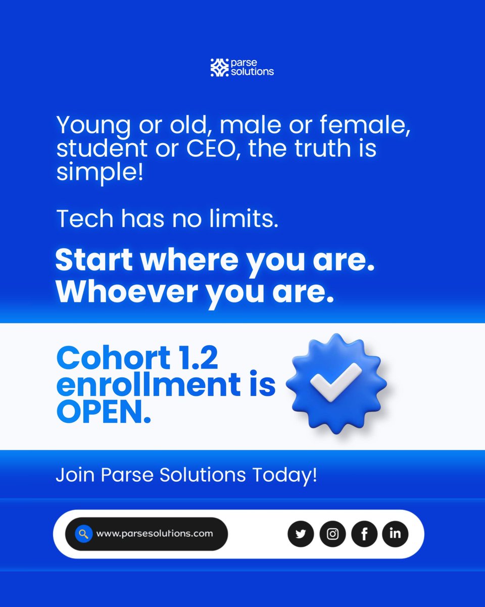 ParseSolutions's tweet image. Tech is for EVERYONE!
There’s no age too young, no age too old, and definitely no gender that tech does not welcome!🧑🏽‍💻👩🏽‍💻💙✨
.
.
.
.
.
#nolimit #techforeveryone #parsesolutions