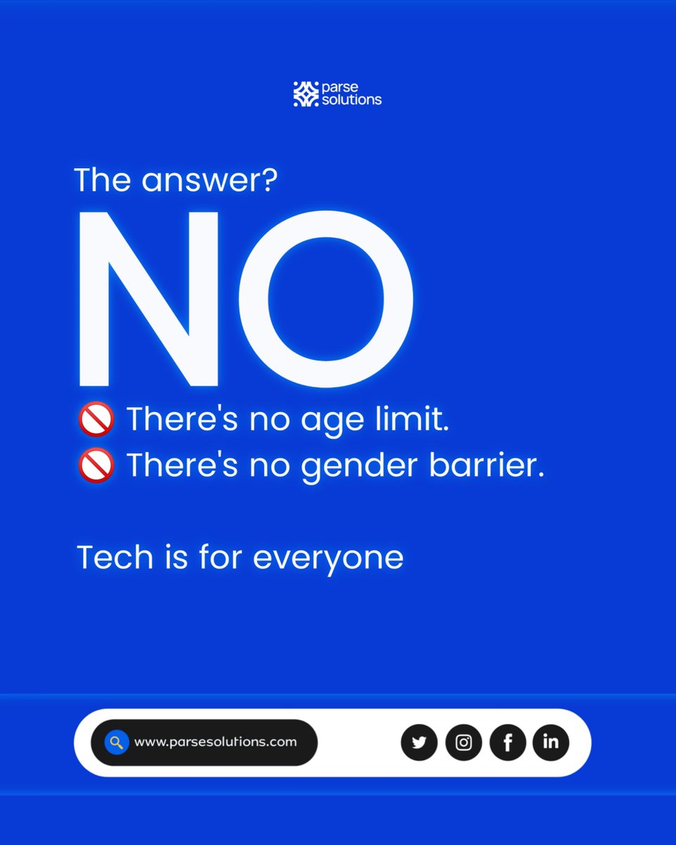 ParseSolutions's tweet image. Tech is for EVERYONE!
There’s no age too young, no age too old, and definitely no gender that tech does not welcome!🧑🏽‍💻👩🏽‍💻💙✨
.
.
.
.
.
#nolimit #techforeveryone #parsesolutions