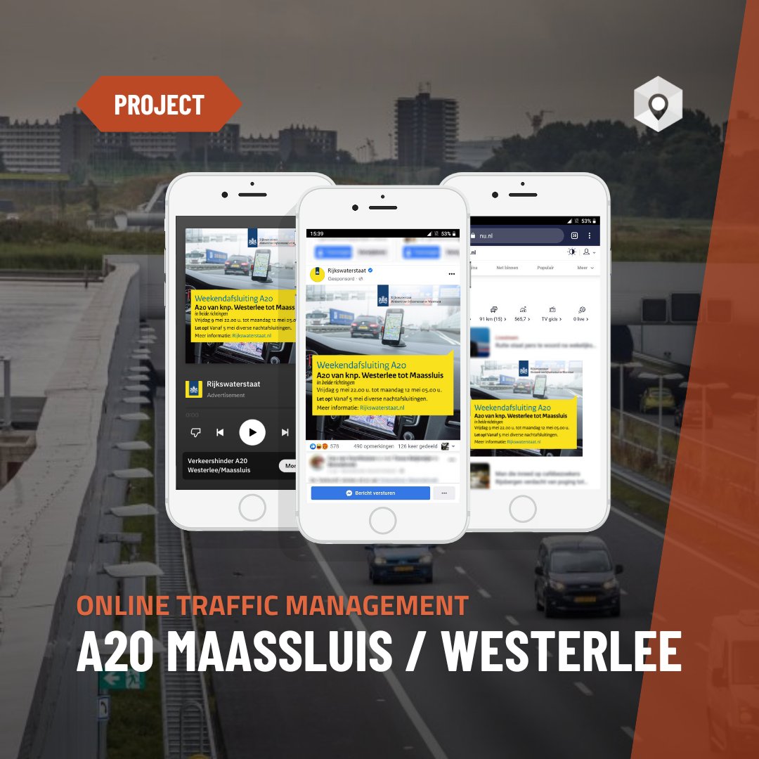 Hoe bereik je duizenden weggebruikers zo dat ze hinder vermijden en veiliger rijden? Voor de A20 werkten we met o.a. Waze, Spotify en ANWB. Slimme inzet van data = groot bereik + waardevolle inzichten. Meer weten? 👉 bit.ly/47ssrQG