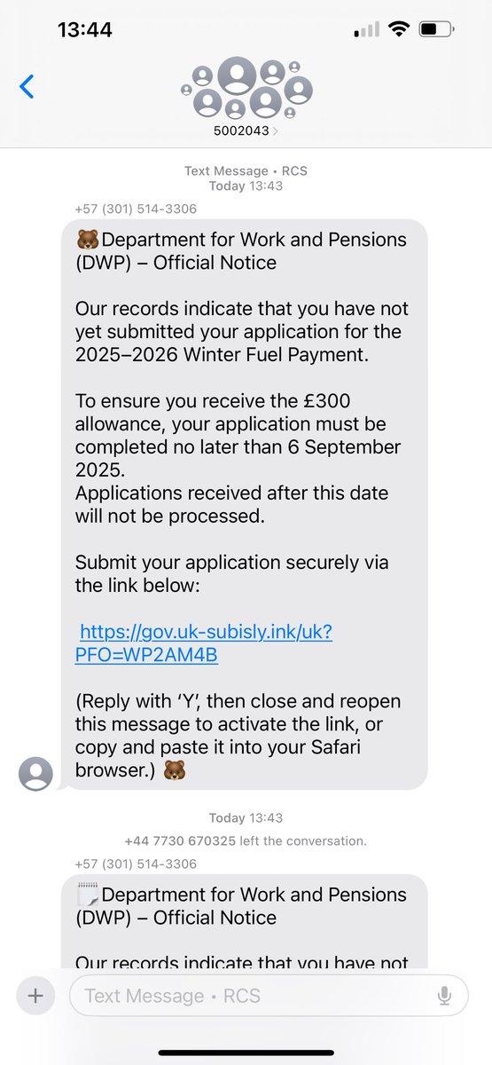 Another scam the country code 57 is bloody Columbia, DONOT TOUCH THE LINK