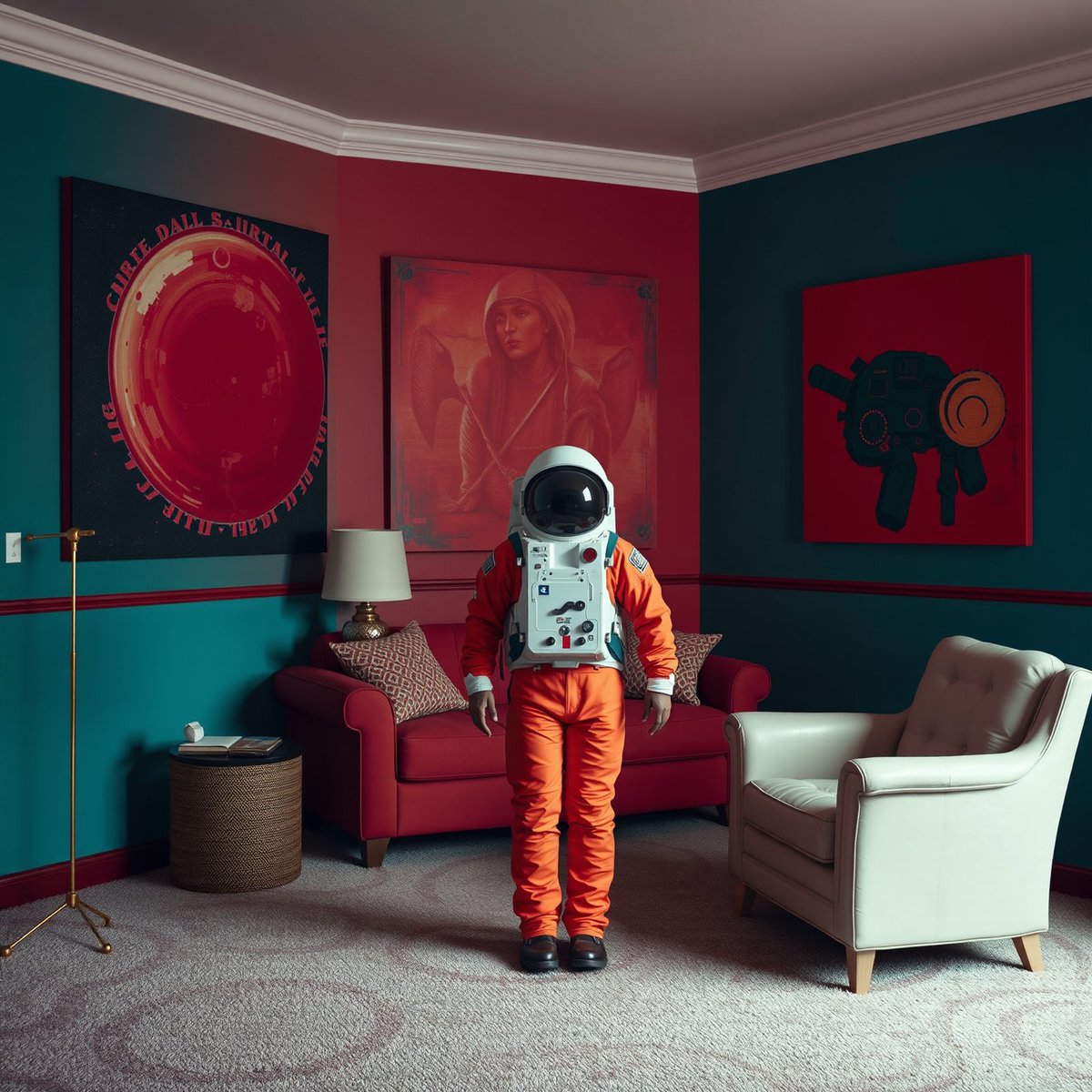 Artistic image of an astronaut in a living room, symbolizing a different tempo in permissioned chains