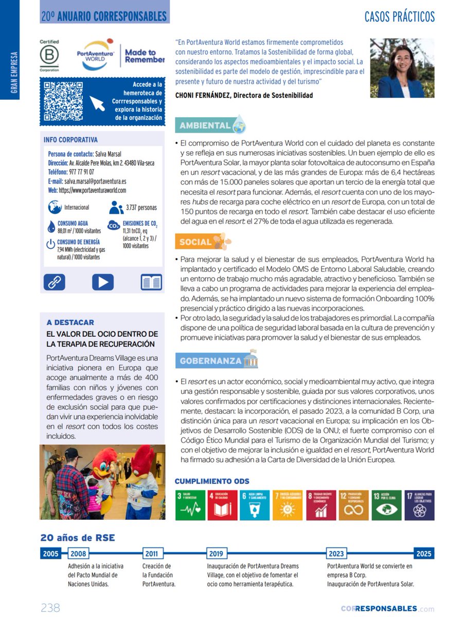 📖 Descubre el Caso Práctico de #ESG de Portaventura en el #20AnuarioCorresponsables 👉 f.mtr.cool/zkrtiusakx

🌍 “Tratamos la Sostenibilidad de forma global, considerando los aspectos medioambientales y el impacto social. Es parte imprescindible de nuestro modelo de gestión,