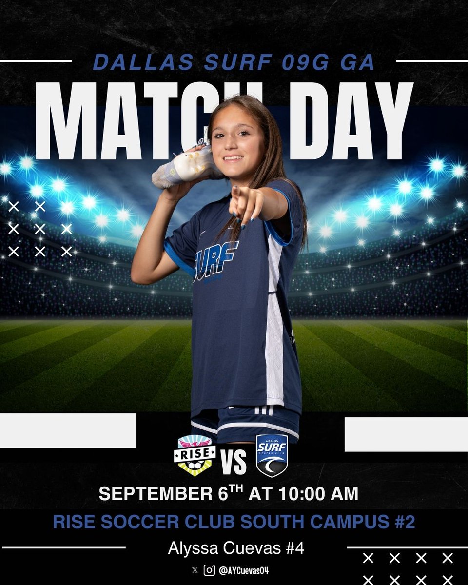 Today is the day! The W is calling our name! Let’s go <a href="/dallas_surf/">DallasSurfSoccerClub</a>.
<a href="/PrepSoccer/">Prep Soccer ⚽️</a> <a href="/ImCollegeSoccer/">College Soccer Truth ™</a> <a href="/ImYouthSoccer/">ECNL/GA/Recruiting/College Soccer</a> <a href="/TopDrawerSoccer/">TopDrawerSoccer</a> <a href="/TheSoccerWire/">SoccerWire</a> <a href="/GAcademyLeague/">Girls Academy</a>
