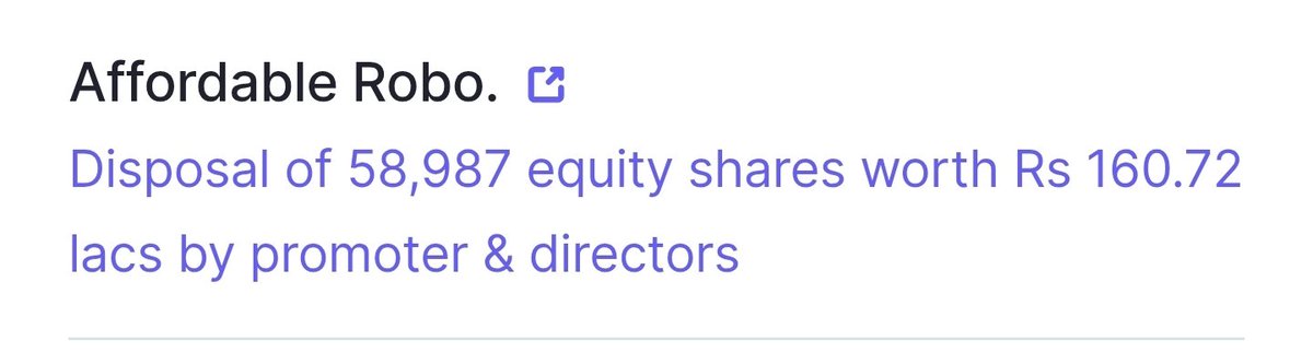 Affordable Robotics' promoter selling when stock is down almost 65% from the top.

Not a good sign for investors!