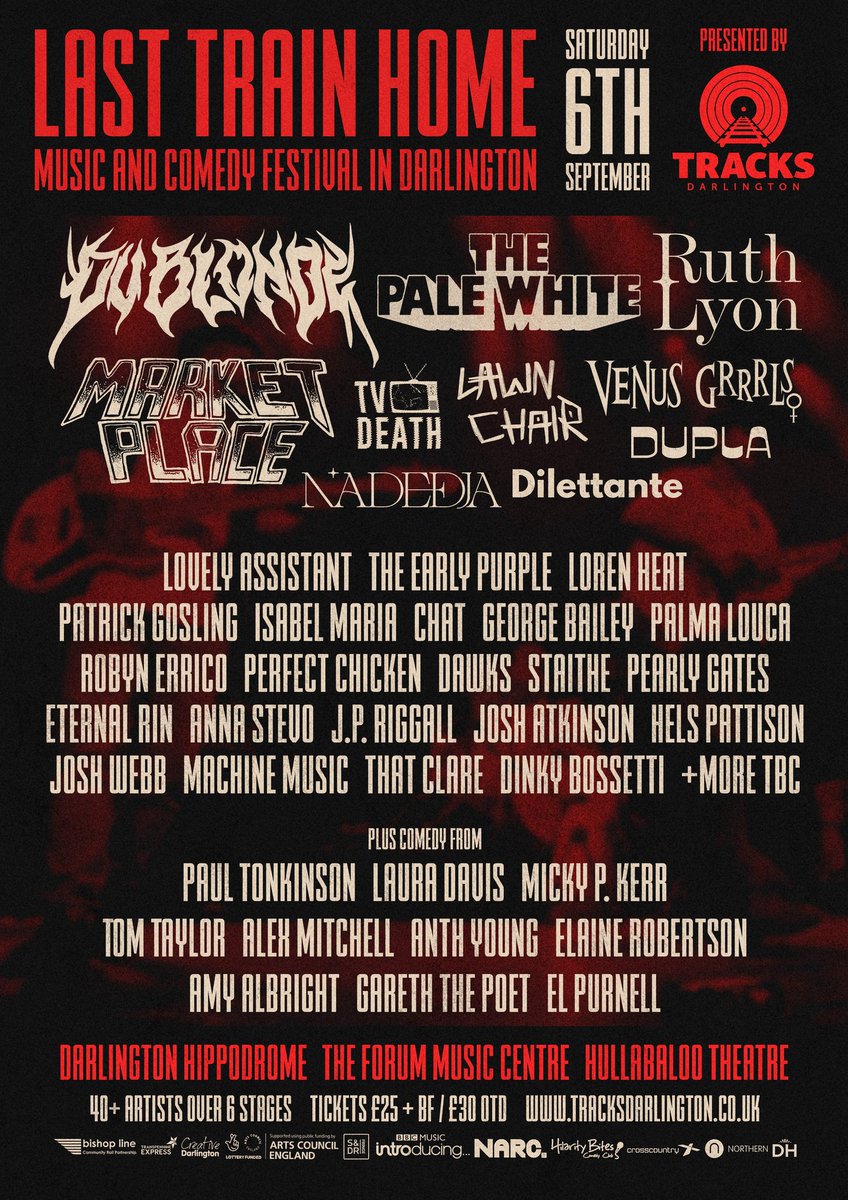 Looking forward to Last Train Home festival in #Darlington today! 

All aboard! 🚂🖤🎶 tracksdarlington.co.uk/news/last-trai…