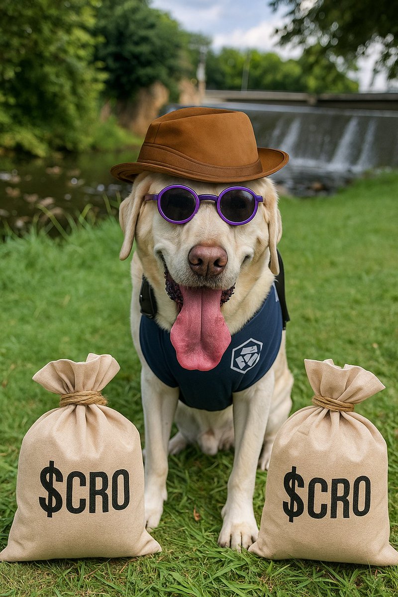 Good morning. Even my dog, Oskari, is all in on $CRO. He's earning generational wealth for a lifetime of treats.🤣🤣Have a great weekend everyone.♥️ <a href="/cryptocom/">Crypto.com</a> #Cronos #FFTB #CROFam #Cryptocom #Crypto #MCGA