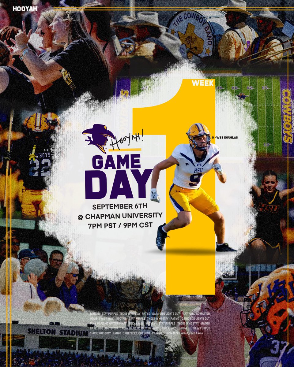 WAKE UP! IT’S GAME DAY 🤠 

🆚 Chapman University 
🏟️ Ernie Chapman Stadium
⏰ 7:00 PM PST / 9:00 PM CST 
📺 flocollege.com/live/184243

#HOOYAH