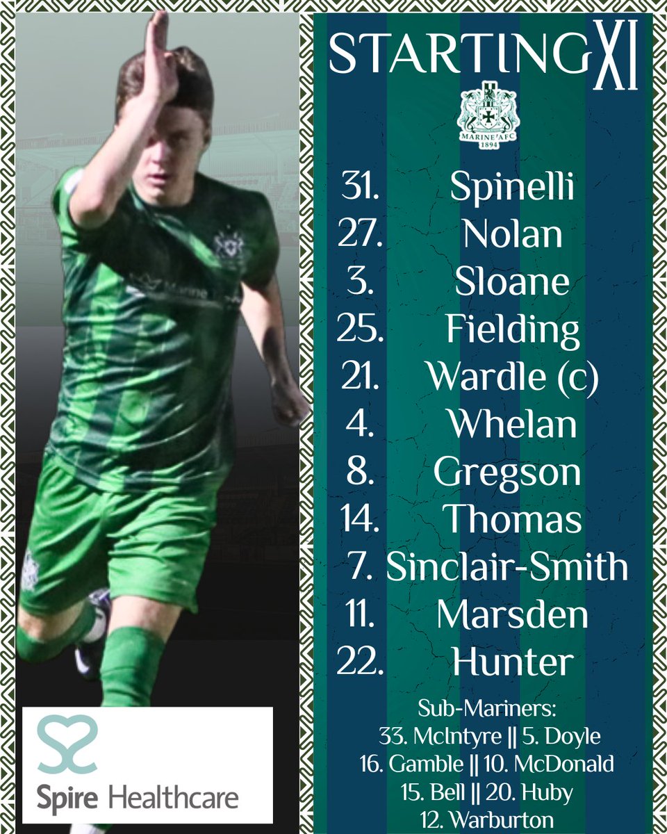 Our Mariners facing Radcliffe this afternoon...

Line Up Sponsored by Spire Healthcare