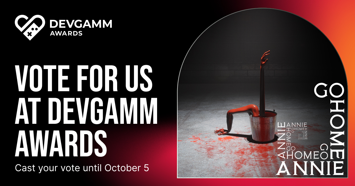 Our Go Home Annie is competing in the DevGAMM Awards for the Community Vote! 🎮 Help us win by voting here: devgamm.fillout.com/community-vote…

1 vote per email. Voting ends Oct 5. Thanks for your support! 🙌