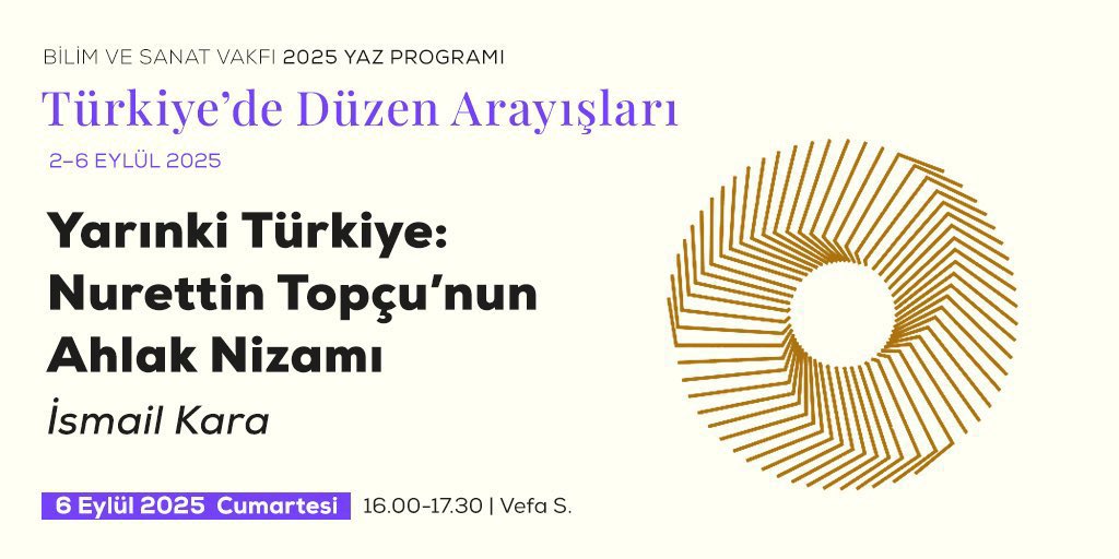 İsmail hocanın BİSAV’ın Türkiye’de Düzen Arayışları başlıklı Yaz Programı kapsamında yapacağı “Yarınki Türkiye: Nurettin Topçu’nun Ahlak Nizamı” başlıklı konuşması başladı. 

Konuşmayı çok yakında <a href="/bisavorgtr/">Bilim ve Sanat Vakfı</a> Youtube sayfasından dinleyebileceksiniz…