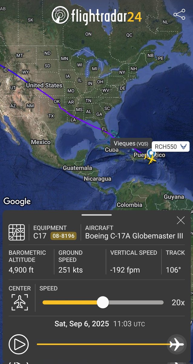 sipjack1776's tweet photo. C-17A 🇺🇲
#AE2FA8
08-8196/RCH550
McChord>Vieques
@Borrowed7Time https://t.co/5bN33YQpHk