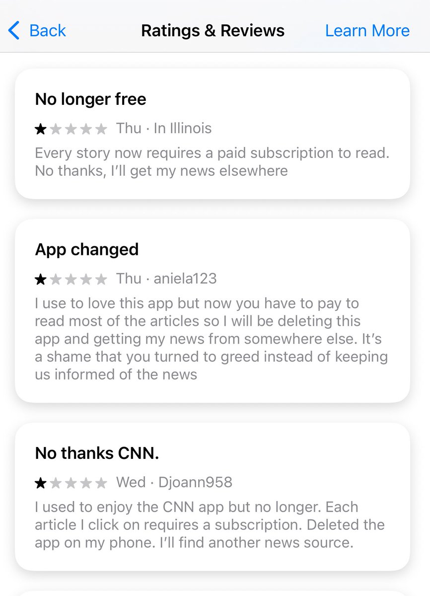jdaugherty2's tweet photo. @cnn your app is no longer feee? Bad strategy. https://t.co/RmvwyU1Rcf