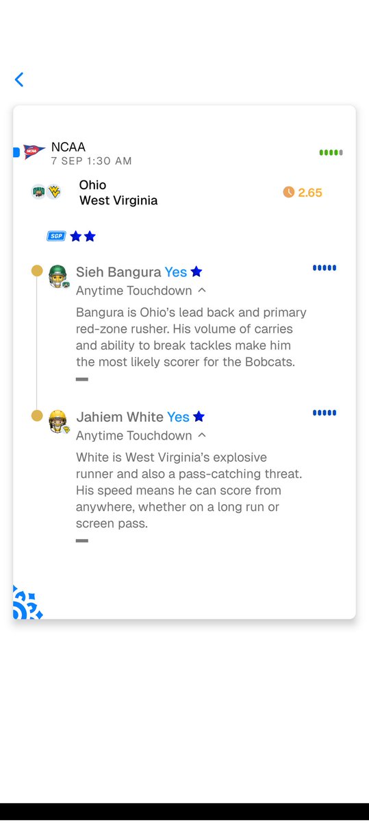 celraler's tweet image. 🔥 College Football 🏈
Elite Picks just dropped 🤑

Sieh Bangura ➝ Anytime Touchdown ⭐
Jahiem White ➝ Anytime Touchdown ⭐

Will they find the end zone tonight? 👀
Download now 👉 tr.ee/kickff

America’s 🇺🇸 No.1 Sports Predictions App 🏆

#Kickff #SportsPredictions