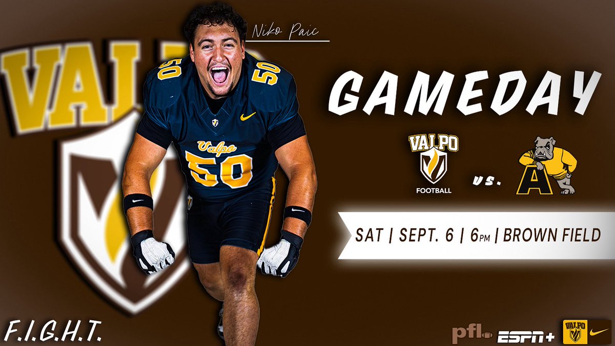 ᴛʜᴇ ꜰɪɢʜᴛ: ᴠᴏʟ. 2

🆚: Adrian College
📍: Brown Field | Valparaiso, IN. 
⏱️: 6 p.m. CST
📺: ESPN+

#FIGHT_VU | #GOVALPO