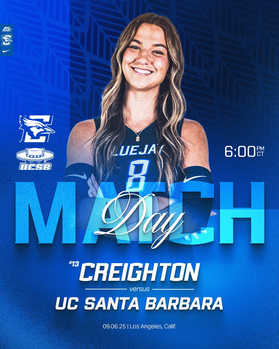 Another one in the City of Angels. 

🆚 UC Santa Barbara
⏰ 6:00 PM CT
📍 Los Angeles, Calif. 
📈 linktr.ee/creightonvb

#GoJays