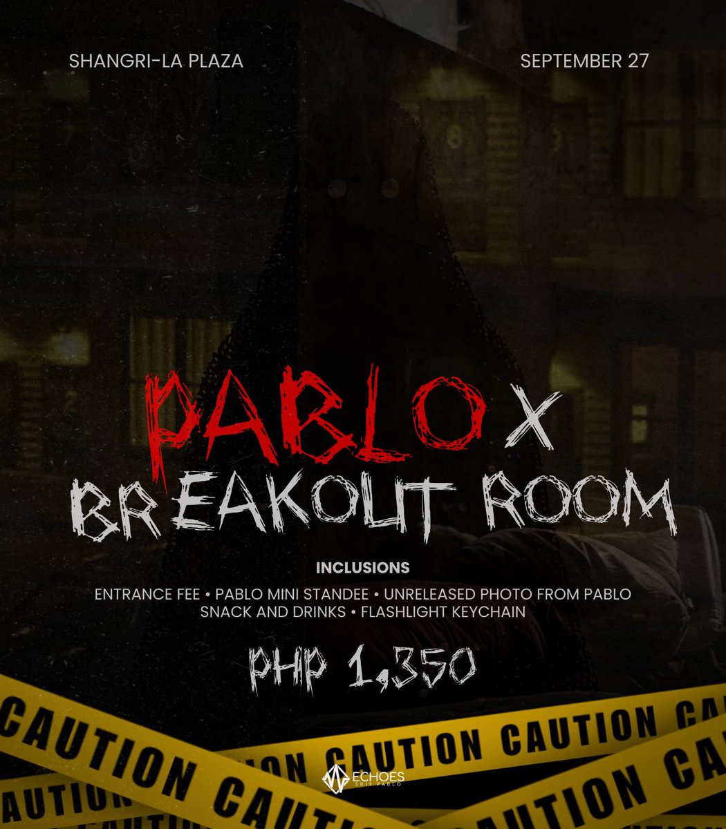 [ 𝗣𝗔𝗕𝗟𝗢 𝗫 𝗕𝗥𝗘𝗔𝗞𝗢𝗨𝗧 𝗥𝗢𝗢𝗠 ]

Come with us? Or stay behind forever. 🔒

This isn’t just a game. Step into the unknown—where every clue, every detail, and every corner is Pablo.
Before the journey begins, we want to hear from you. Join us in planning this customized
