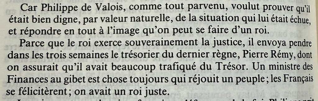 “Un ministre des Finances au gibet est chose toujours qui réjouit un peuple; les Français se félicitèrent; on avait un roi juste.”
#lesroismaudits #quoiquilencoute