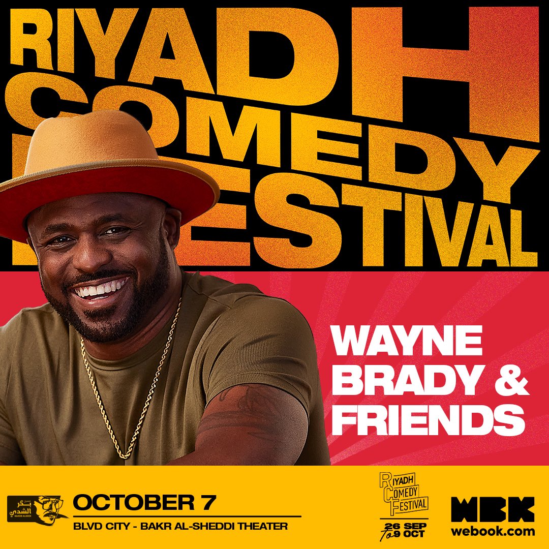 Wayne Brady and Friends hit the stage with an unforgettable live performance at the #RiyadhComedyFestival 😎❤️

🗓️ 7 October 
📍 BLVD City - BAKR Al-SHEDDI THEATRE

Book your ticket now 🎟️
webook.com/en/events/wayn…