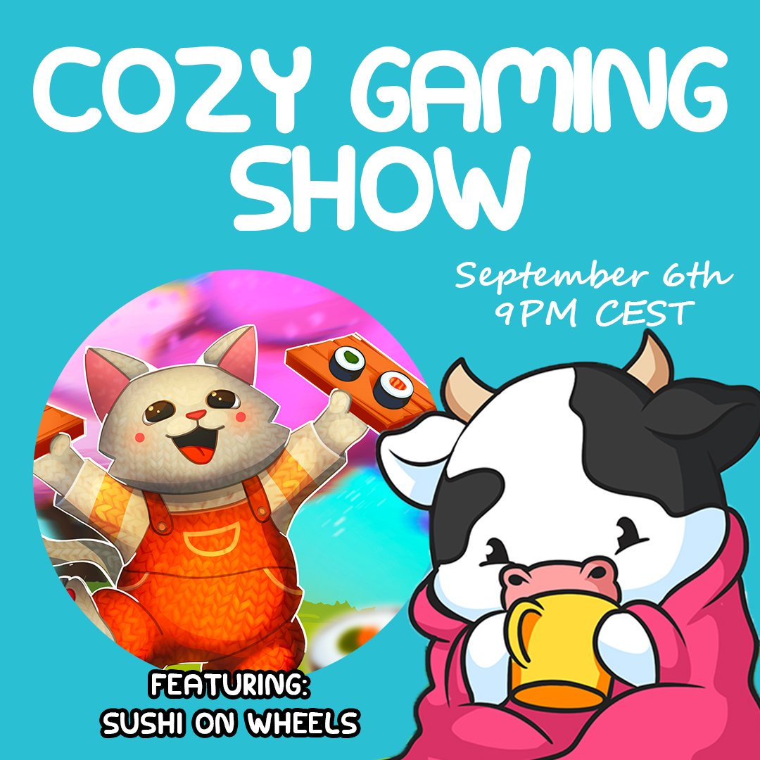 So excited that Sushi On Wheels will be featured on Cozy Gaming Show hosted by <a href="/TruiOnTwitch/">Trui</a> !! September 6th 9PM CEST

m.youtube.com/watch?v=AiTfvG…

#indiegame #cozygames