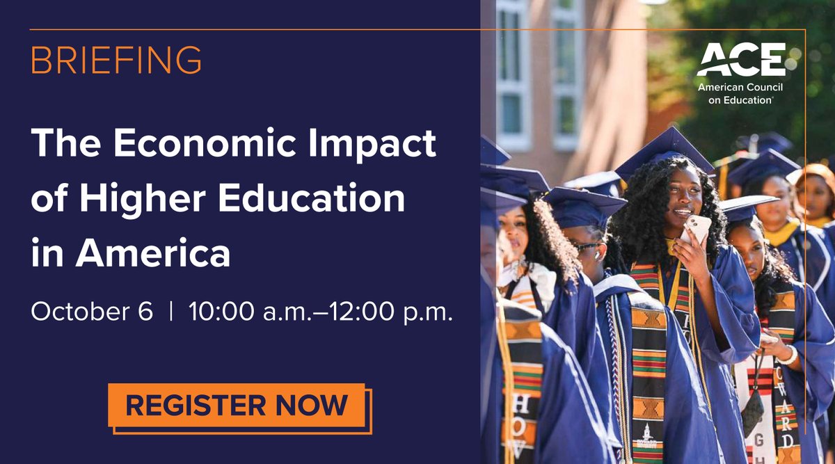 ACEducation's tweet image. Higher education builds America, and we have the data to prove it. Join us October 6 at @HowardU in DC for the launch of ACE’s interactive economic impact tool, revealing higher education’s economic value in every state. Free event. Space is limited. #DataForGood…