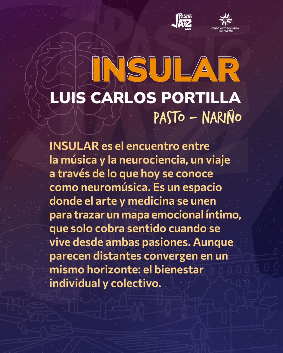 PastoJazz's tweet photo. 🧠🎶 #INSULAR de Luis Carlos Portilla llega a #PastoJazz2025 con una propuesta única basada en la Neuromúsica, donde ciencia y arte se funden en un viaje sonoro inolvidable. 🌊🎷
📅 11-25 sept | 📍 Teatro Javeriano | 🎟️ $60.000
💬 Info 👉 https://t.co/O5ZJDiCkPE
#JazzFestival https://t.co/B4d5hg15Da