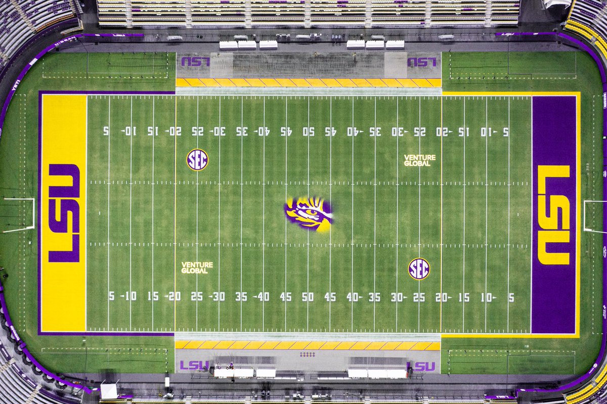 LSU Athletics’ expanded partnership with Venture Global brings new in-venue branding, including logo placement on the 25-yard lines at Tiger Stadium.