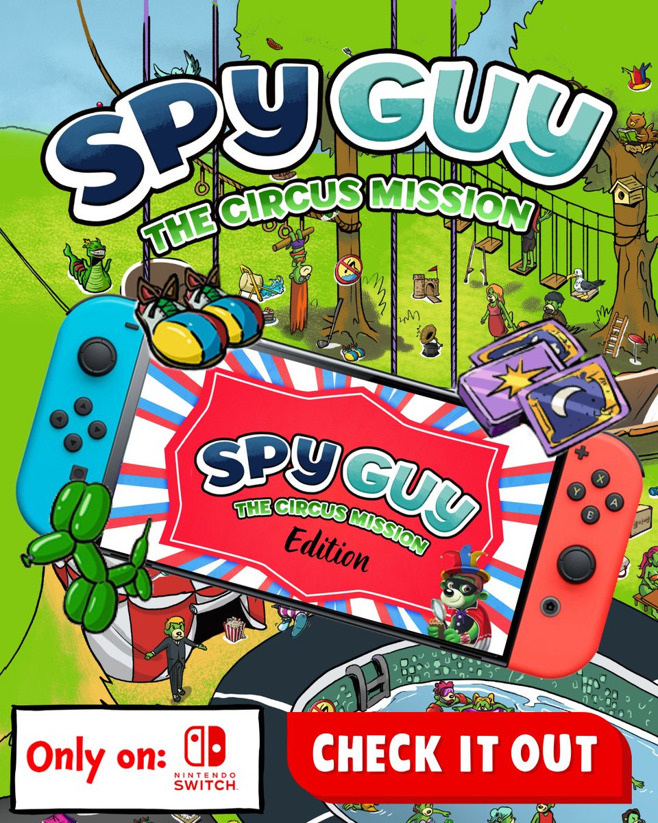 TreflApps's tweet photo. Spy Guy The Circus Mission is OUT NOW! 🦄🤡
Check out a brand new adventure in a mysterious circus!
➡️ https://t.co/kr8MAZZquI ⬅️
#gamedev #nintendoswitch #indiegame #circus #spyguy #hiddenobejcts #indiedev #gaming #game #console #nintendo #cozy #nintendolife https://t.co/VpRJoy3XAH