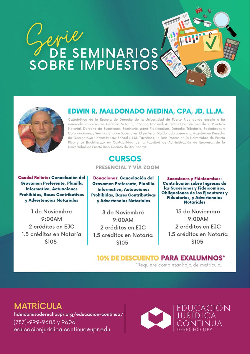 ⚖️ Serie de seminarios sobre impuestos | Presencial y Vía ZOOM - mailchi.mp/d374b4389d37/0…