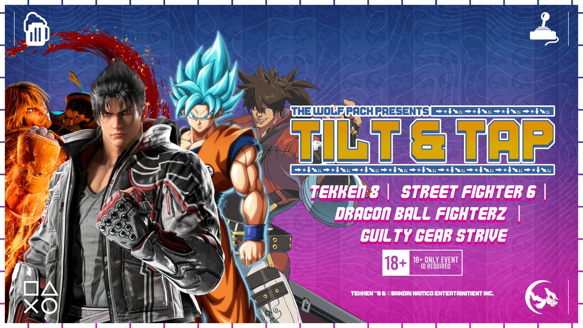 🕹TILT &amp; TAP IS BACK 🍺

Join us on Saturday 1st November for the return of Tilt and Tap! 

Featuring:

32 Cap Tekken 8 #TWT Dojo 👊
24 Cap Street Fighter 6 🔥
8 Cap Guilty Gear Strive and Dragon Ball Fighterz side-brackets 🐉⚙️

Registration link below 👇