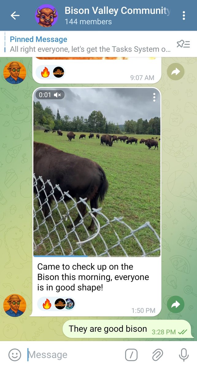 Representing for you <a href="/angrycryptoshow/">Angry Crypto Show</a> in the $charles/<a href="/BisonValleyGame/">Bison Valley</a> telegram. 

"They are good bison"