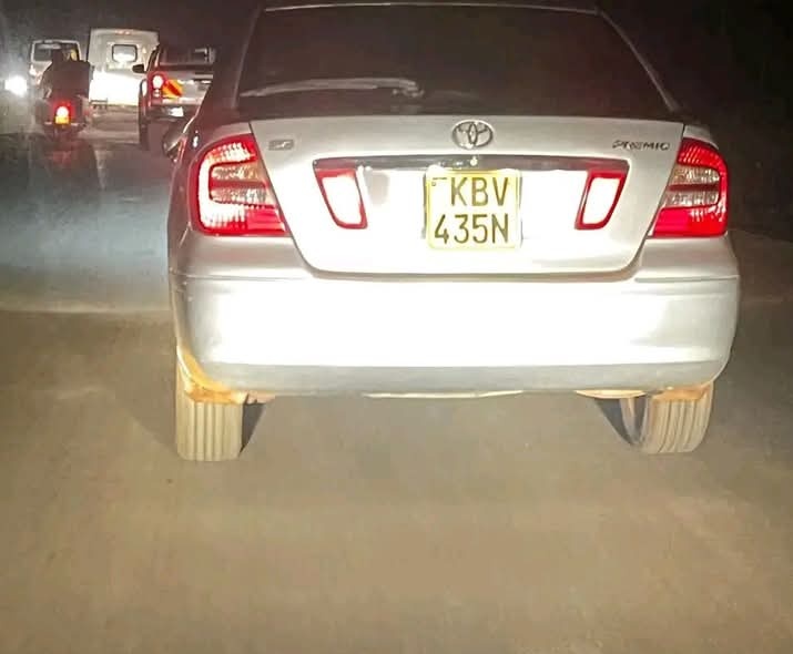 A vehicle bearing registration number KBV 435N was involved in a hit-and-run incident at Kipchoge area along the Eldoret-Iten road. The driver struck a motorbike carrying a passenger and fled the scene