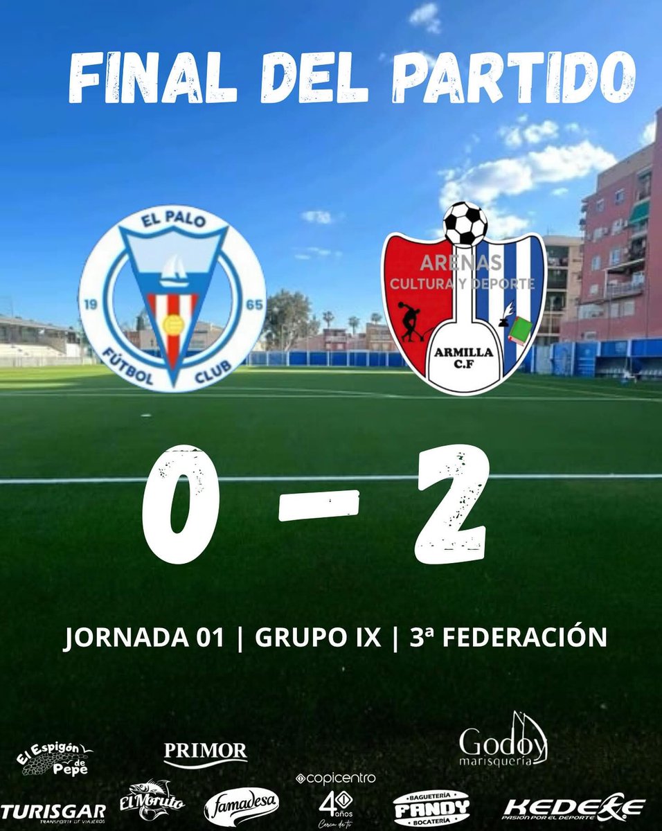 ⚽️ <a href="/ElPaloFC/">El Palo FC 💙⚽️</a> comienza la liga perdiendo en casa 0-2 ante el Arenas de Armilla.