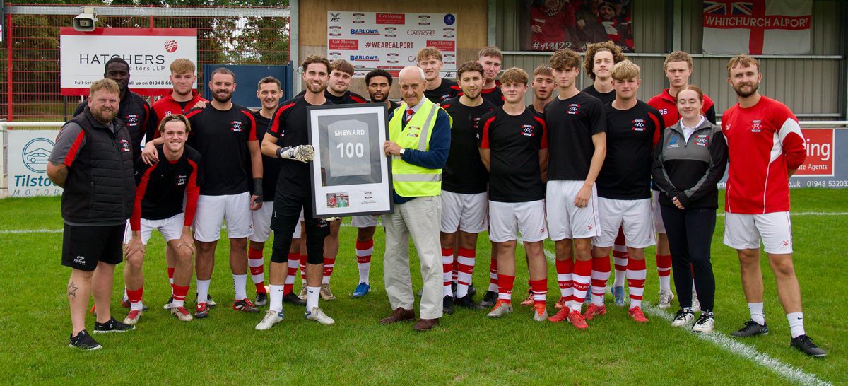 Whitchurch Alport Football Club (@alportfc) on Twitter photo 100 UP FOR JACKO🔴⚪️
This afternoon we celebrated <a href="/jacksheward03/">Jack Sheward</a> reaching 100 appearances for the club and seen here being presented with his specially framed shirt by club president <a href="/PeterWainw42521/">Peter Wainwright</a> surrounded by his team mates, Jacko then kept a clean sheet in our 4-0 win over 100 UP FOR JACKO🔴⚪️
This afternoon we celebrated <a href="/jacksheward03/">Jack Sheward</a> reaching 100 appearances for the club and seen here being presented with his specially framed shirt by club president <a href="/PeterWainw42521/">Peter Wainwright</a> surrounded by his team mates, Jacko then kept a clean sheet in our 4-0 win over