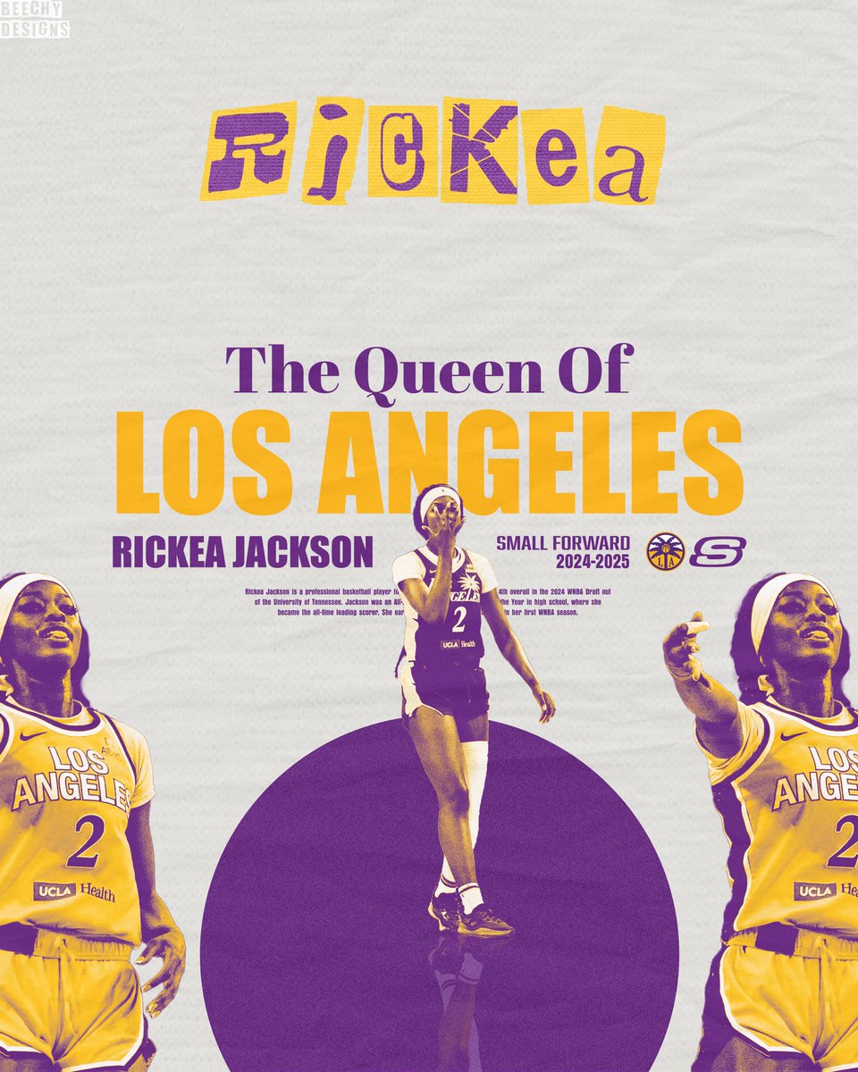benb_14's tweet photo. Rickea Jackson “Queen of LA” designed by me!

#rickeajackson #lasparks #losangelessparks #wnba #wnbanews #sportsdesign #sportsgraphics #graphicdesign #womensbasketball #art #wbb https://t.co/BNtHqwjEQm