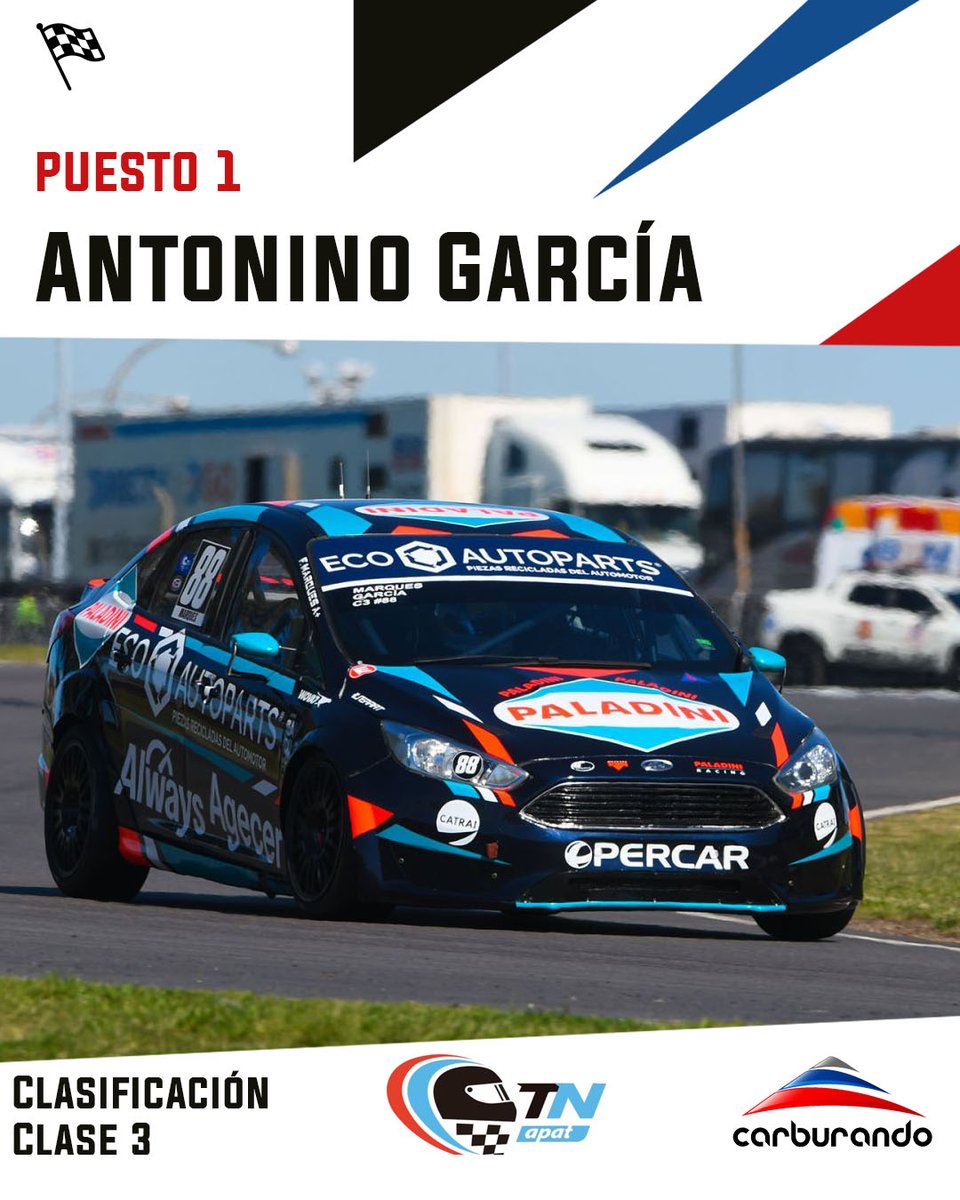 🏁⏱️ Antonino García con el auto de Facundo Marques, se quedó la pole de la Clase 3 del Campeonato RUS de TN APAT con un tiempo de 1:22.255.

2️⃣ <a href="/facuchapur/">Facu Chapur</a> (+0.173)
3️⃣ <a href="/jereolmedook/">Jere Olmedo</a> (+0.218)

La actividad de la Clase 3 continuará mañana a las 10hs con la carrera de invitados.