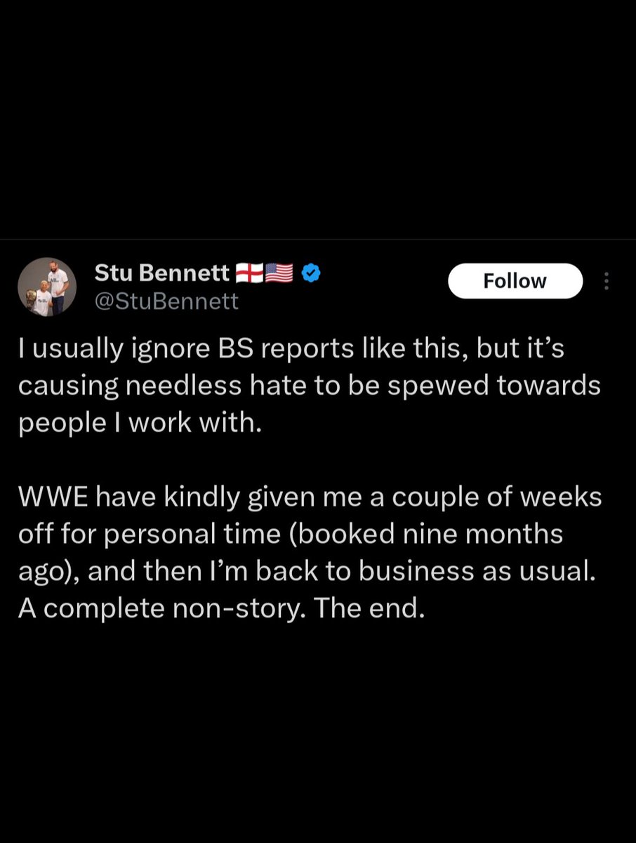 🚨| Wade Barrett clears up the rumors, confirming that he requested a couple of weeks off from WWE for personal time he had booked 9 months ago, and it’s NOT related to the Nikki Bella situation.

Glad to hear that 🙏