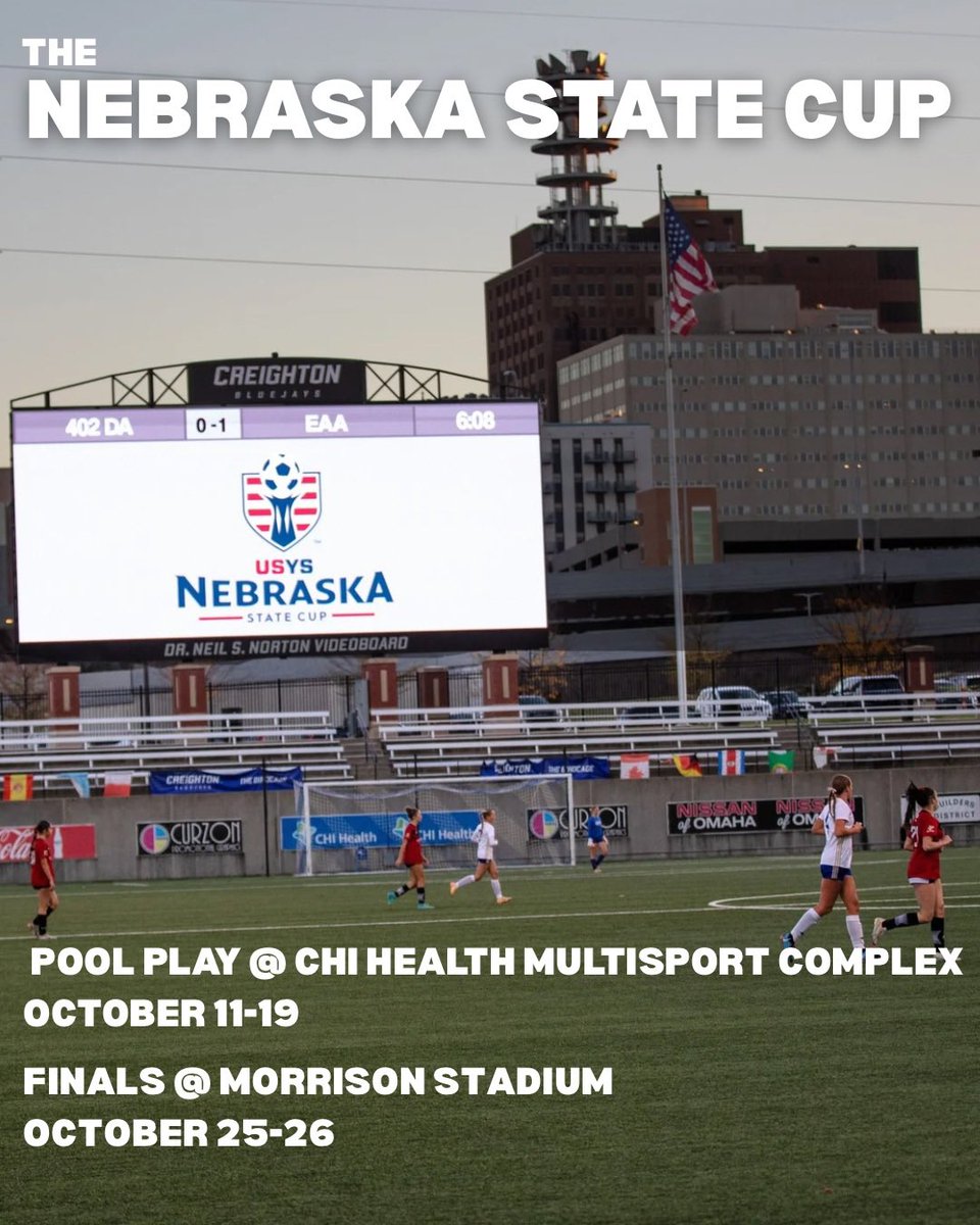 Morrison is calling…. ☎️

#NEStateCup registration ends soon. 
⚽️ all games on turf
⚽️winners #representNE Nationally 
⚽️open registration 

nebraskastatesoccer.org/nebraska-state…