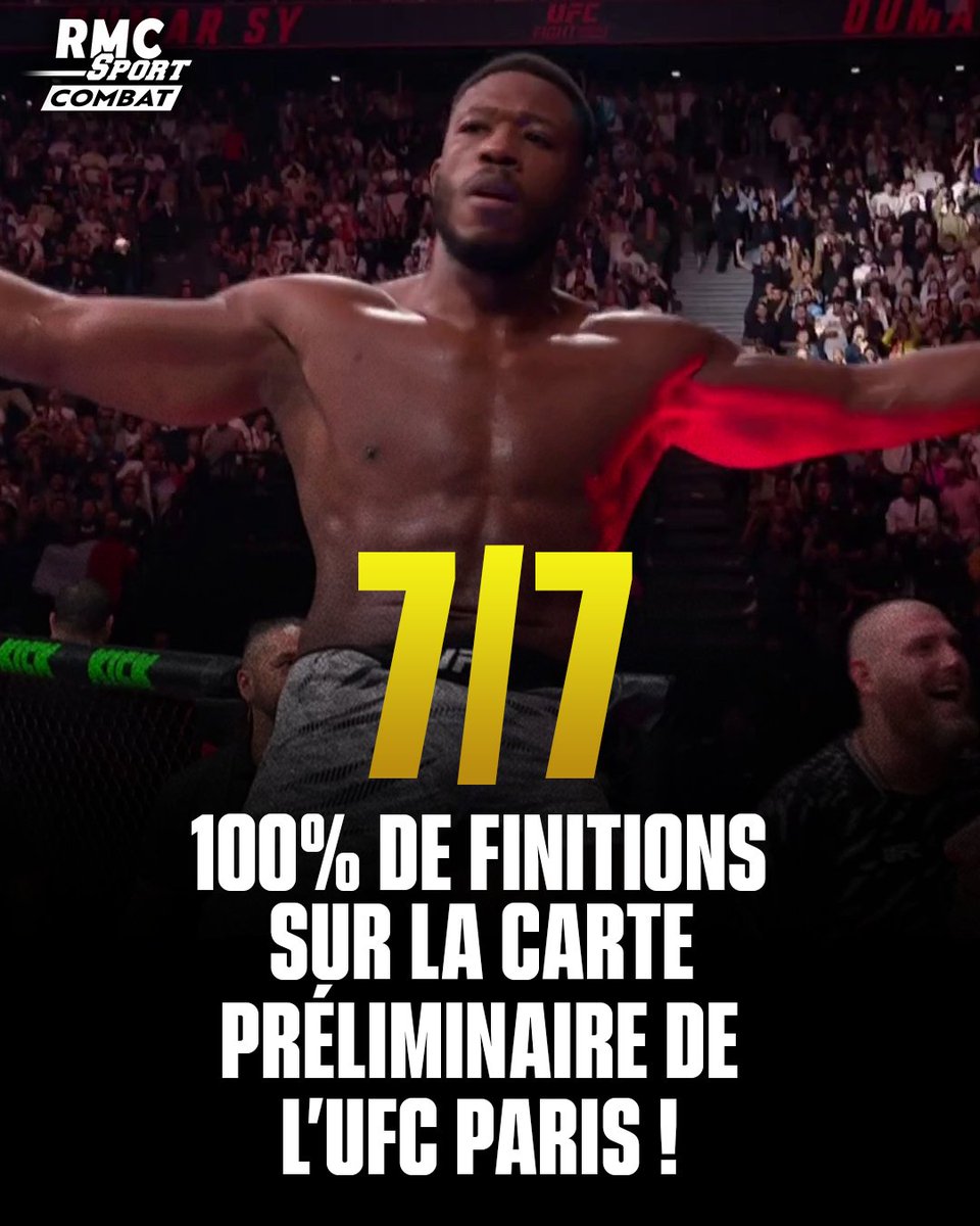 RMCSportCombat's tweet image. 🍿😍 Le spectacle est au RDV ce soir à l'Accor Arena pour l'#UFCParis !

🤯 100% de finitions, c'est incroyable avec Oumar Sy qui vient clore cette carte préliminaire !