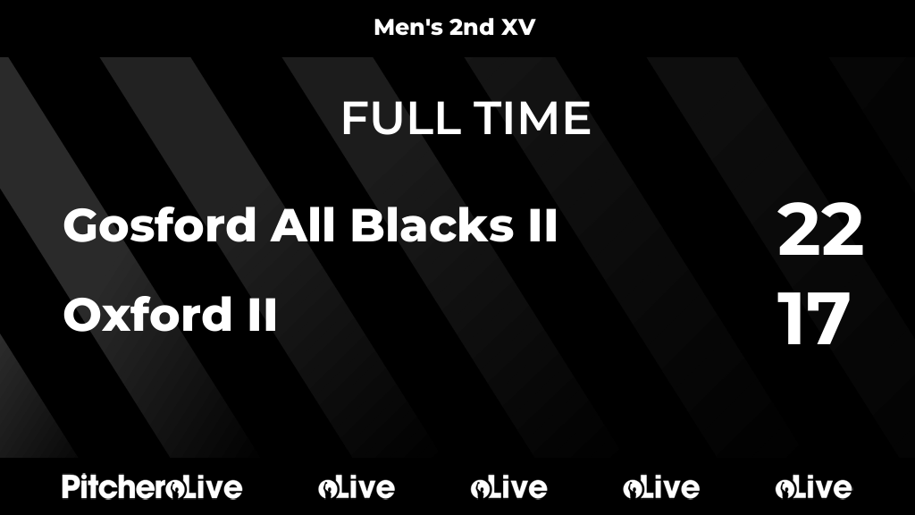 FULL TIME: Gosford All Blacks II 22 - 17 Oxford II
#GOSOXF #Pitchero
gosfordrugby.com/teams/995/matc…